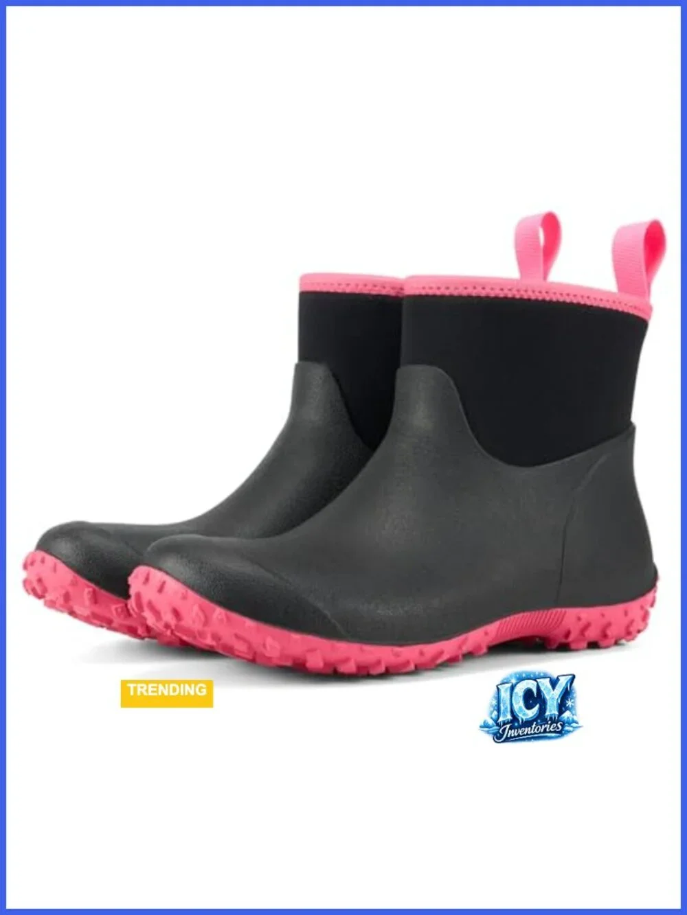 Women's Waterproof Rubber Ankle Rain Boots Insulated Neoprene Anti-Slip Mud